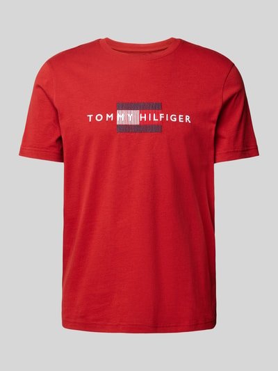 Tommy Hilfiger T-shirt met labelprint Donkerrood - 2