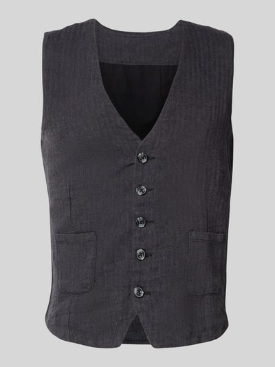 Lindbergh Weste aus Baumwoll-Leinen-Mix mit Knopfleiste Black 2