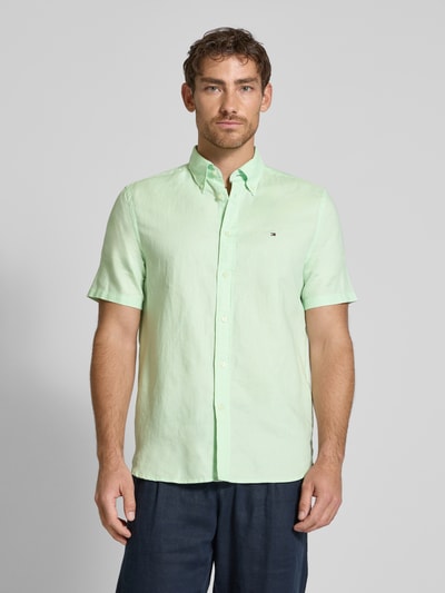 Tommy Hilfiger Regular fit vrijetijdsoverhemd van een mix van katoen en linnen Lichtgroen - 4