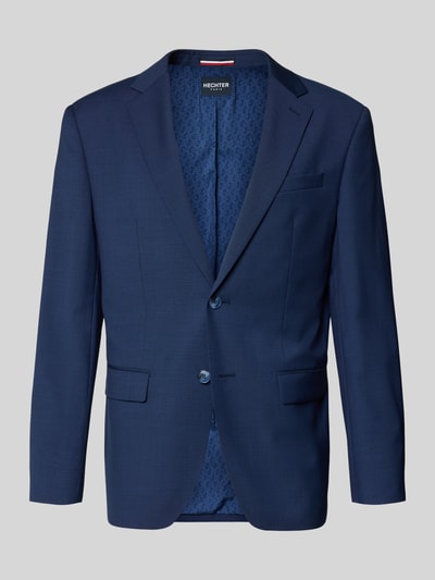 Produktfoto, Regular Fit Anzugjacke mit Reverskragen von HECHTER PARIS in Dunkelblau, zwei Pattentaschen, elastischer Material-Mix, strukturierte Oberfläche
