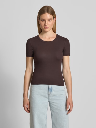 Samsøe Samsøe T-shirt met ronde hals model 'ALEXIS' Donkerbruin - 4