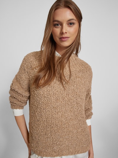 ZABAIONE Strickpullover mit gerippten Abschlüssen Taupe 3