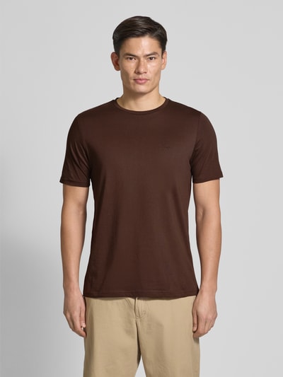 Fynch-Hatton T-shirt met labelstitching Middenbruin - 4