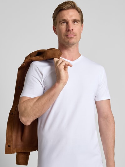 SELECTED HOMME Regular Fit T-Shirt aus Baumwoll-Mix Modell 'NEWPIMA' Weiss 3