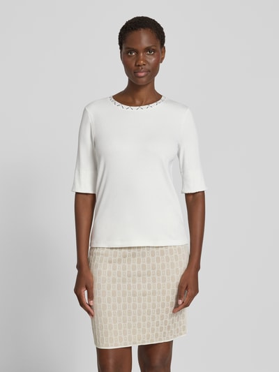 Marc Cain T-Shirt in Ripp-Optik mit Rundhalsausschnitt Offwhite 4