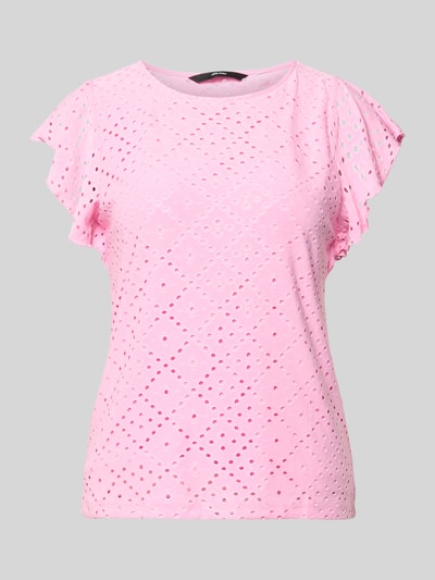 Productfoto, Regular Fit T-shirt met ronde hals model 'TASSA' van Vero Moda, look: effen, pasvorm: regular fit, mouwvorm: korte mouw, mouwboord: frill, materiaalverwerking: stretch.