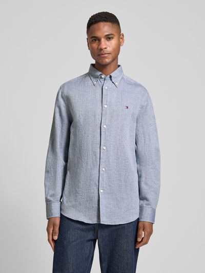 Tommy Hilfiger Regular Fit Freizeithemd aus Baumwoll-Leinen-Mix  Marine 4