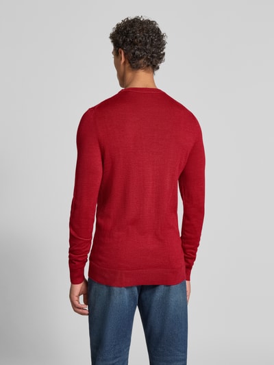 Christian Berg Men Regular Fit Longsleeve aus Merino-Mix Rot Melange 5