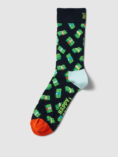 Happy Socks Socken mit Allover-Muster Modell 'Money Money' Dunkelblau 1