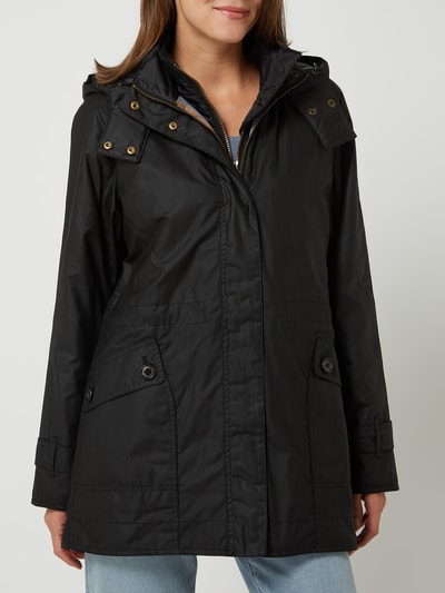 Barbour Parka van gewaxt katoen, model 'Cannich' Zwart - 4