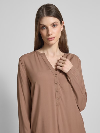 Christian Berg Woman Regular fit blouse met tuniekkraag Middenbruin - 3