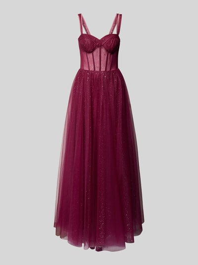 Hey Kyla Schimmerndes Abendkleid in semitransparenter Optik Dunkelrot 2