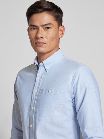 Profuomo Slim Fit Business-Hemd mit Button-Down-Kragen Bleu 3