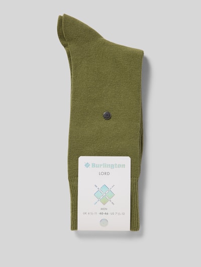 Produktfoto, Socken mit Burlington-Niete von Burlington in Olivgrün aus Bio-Baumwolle und recyceltem Polyester, körpernahe Passform, elastisches Rippenbündchen