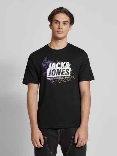 Jack & Jones T-shirt z nadrukiem z logo Czarny 4