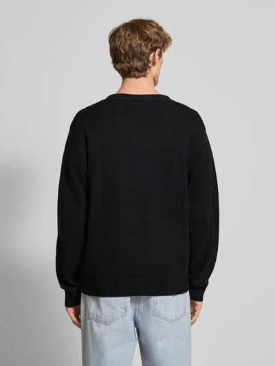 KARL KANI Gebreid jack met V-hals en stitching Zwart - 5