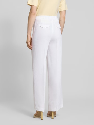 Luisa Cerano Straight leg linnen broek met persplooien Wit - 5