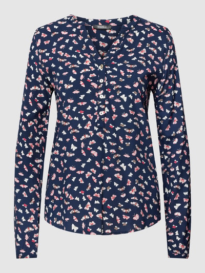 Montego Blouseshirt met all-over motief Donkerblauw - 2