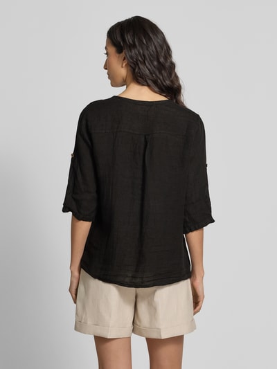 ZABAIONE Regular Fit Leinenbluse mit 3/4-Arm Black 5