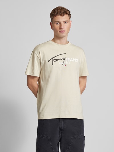 Tommy Jeans T-shirt met labelprint, model 'SPRAY POP COLOR' Beige - 4