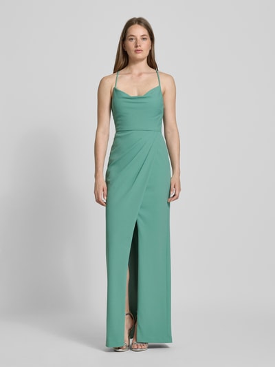 Jake*s Cocktail Avondjurk met cascadehals Groen - 4