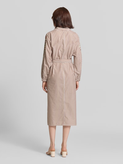 Fynch-Hatton Hemdblusenkleid mit Stitchings und Bindegürtel Hellbraun 5