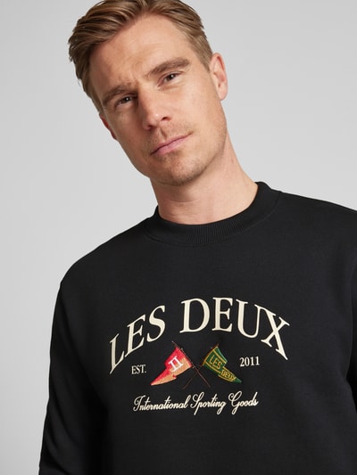 Les Deux Sweatshirt mit Label-Stitching Modell 'Ivy' Black 3