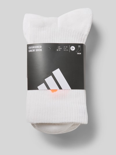 Produktfoto, Socken mit Label-Print im 3er-Pack van adidas Sportswear, wit katoenmix met stretch, geribde boord, nauwsluitend model, set van 3.