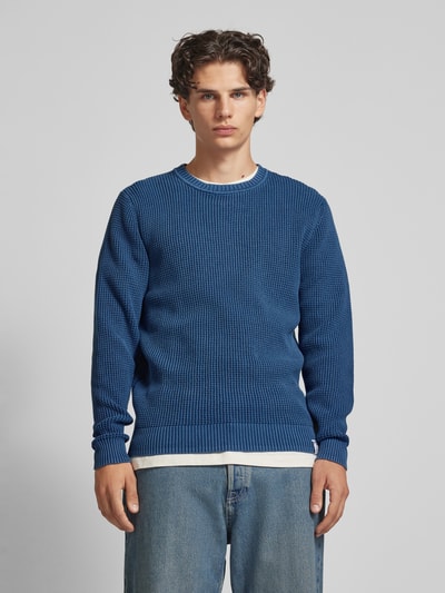 Pepe Jeans Gebreide pullover met labeldetail, model 'Maddox' Blauw - 4