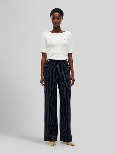 Tommy Hilfiger Wide Leg Hose aus Leinen-Mix Marine 1