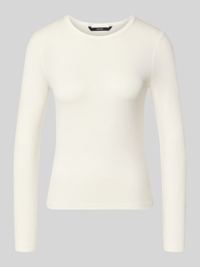 Produktfoto, Slim Fit Langarmshirt aus Lyocell-Mix Modell 'ADA' von VERO MODA, Damen Langarmshirt, cremeweiß, schlichtes Design, glatte Textur.