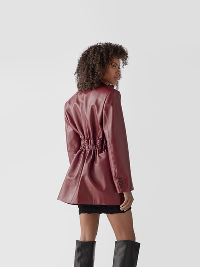 The Mannei Wolljacke mit Lederbesatz Bordeaux 5