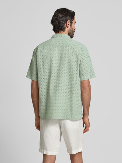 MCNEAL Koszula casualowa o kroju regular fit z haftem angielskim Limonkowy 5