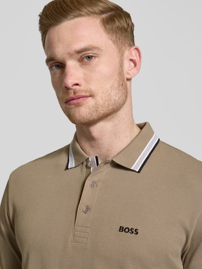 BOSS Green Regular Fit Poloshirt mit Label-Stitching Modell 'Plisy' Beige 3