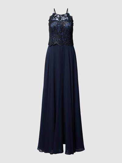 V.M. Abendkleid mit Spitzenbesatz Marine 2