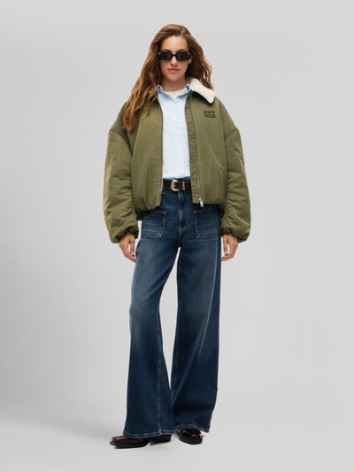 Tommy Jeans Loose fit blouson met platte kraag in teddylook Olijfgroen - 1