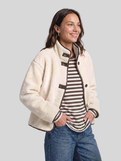 Tom Tailor Denim Kurtka z futerka typu teddy z guzikami w kontrastowym kolorze Beżowy 4