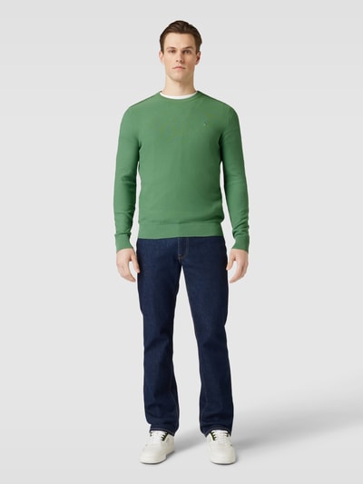 Lerros Gebreide pullover met labelstitching Lichtgroen - 1