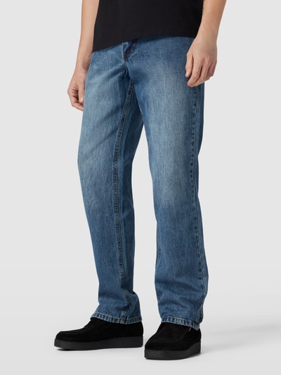 URBAN CLASSICS Straight fit jeans met achterzakken, model 'Straight Slit Jeans' Blauw - 4