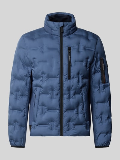 Productfoto, blauwe Regular Fit Bomberjacke met reflecterende details van Tom Tailor Heren bomberjack/blouson, gewatteerde textuur