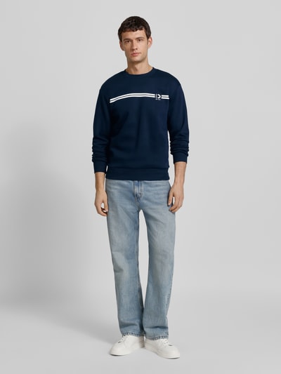 Tom Tailor Denim Regular fit sweatshirt van katoenmix Donkerblauw - 1