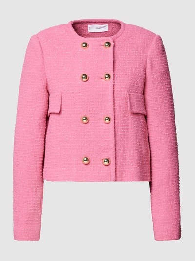 Mango Cropped Blazer in Bouclé-Optik Pink 2