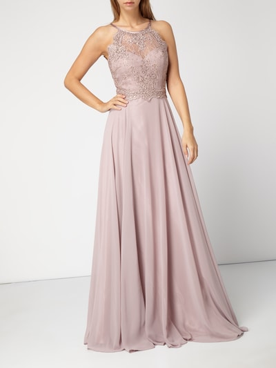 Luxuar Abendkleid mit Ziersteinbesatz Mauve 1