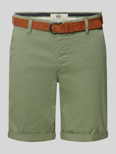 Redefined Rebel Regular Fit Chino-Shorts mit Gürtel Modell 'MIKE' Oliv 2