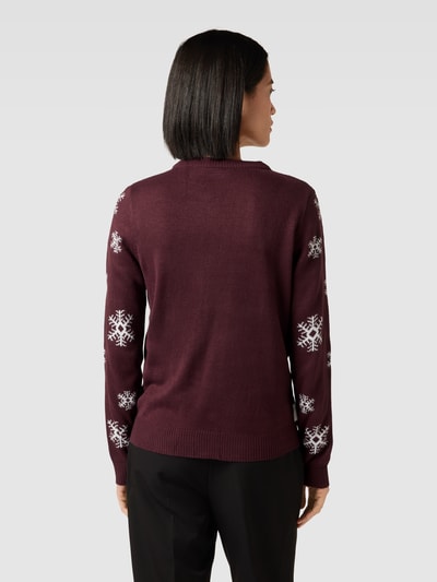 Vila Gebreide pullover in all-over look, model 'PENGUIN' Bordeaux - 5