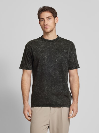 Scotch & Soda T-Shirt mit geripptem Rundhalsausschnitt Black 4