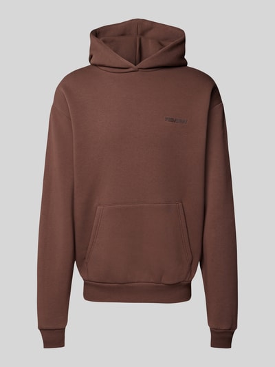 REVIEW Hoodie met labeldetail Donkerbruin - 2