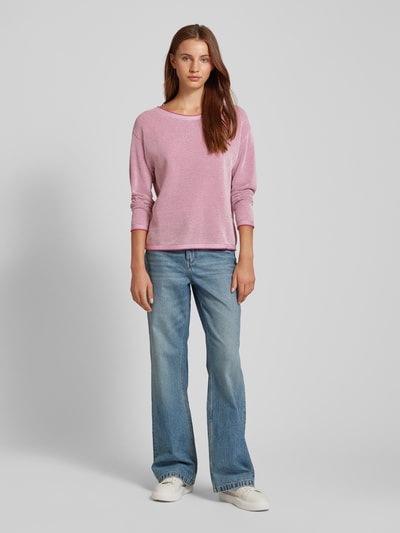 Tom Tailor Comfort Fit Strickpullover mit Pünktchen-Muster Pink 1