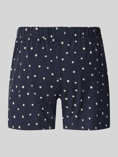 Produktfoto, dunkelblaue Regular Fit Pyjama-Shorts aus Baumwoll-Mix von SCHIESSER mit weißem Punktmuster, elastischer Bund mit Tunnelzug.