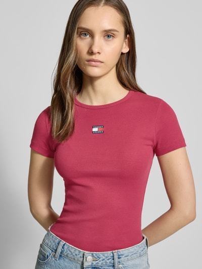 Tommy Jeans T-shirt met labelstitching Bordeaux - 3